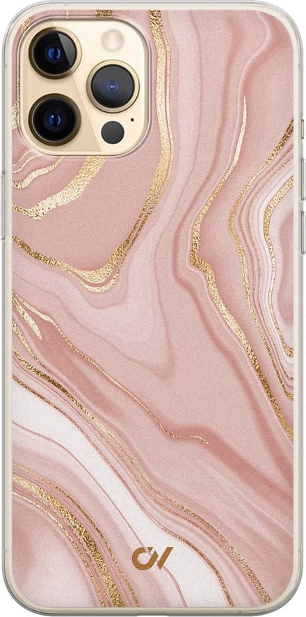 Hoesje geschikt voor Apple iPhone 12 - Rose Marble - - Roze - Apple - Casevibes