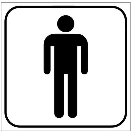 Toilet heren sticker, wit 200 x 200 mm