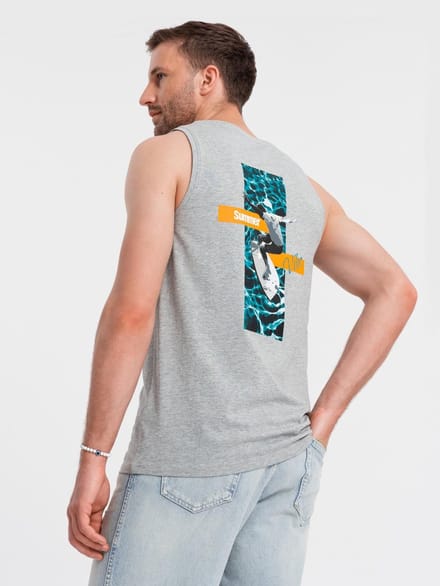 OMBRE Tanktop - Regular Fit - Katoen - Mouwloos Middengrijs Gemêleerd S