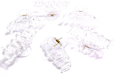 6 grote spin haarklemmen 10 cm transparant