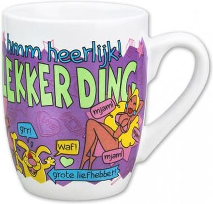 mok cartoon-stijl  lekker ding keramiek 325ml wit