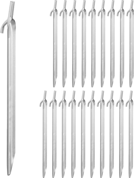 tentharingen - set van 20 - 30 cm - staal - grondpennen - zilver