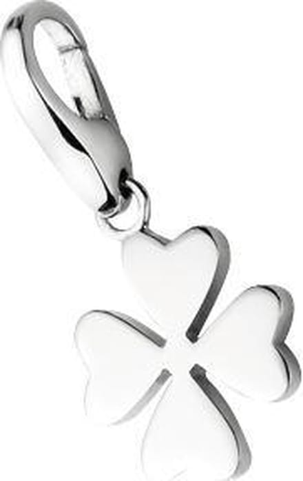 Charm | bedel | klavertje vier | zilver | met karabijn