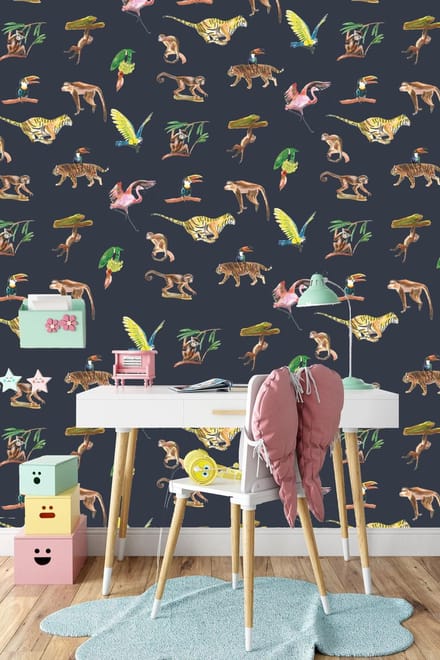 Behang blauw dieren Colorful Wildlife