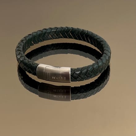FlowJewels - Wolf Men - heren armband - leer - stainless steel