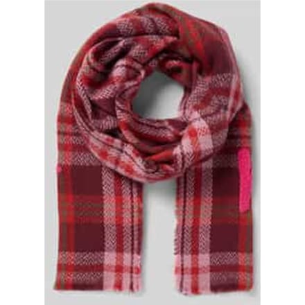 Codello Geweven streeppatroon-sjaal met statement borduring in beige