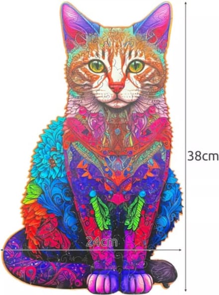 Kruzzel Houten Puzzel Kat - 130 Stukjes voor Creatief Speelplezier