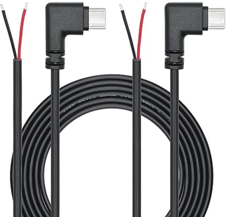 USB C naar 2-pins Bare Wire Open End Kabel 2 m - 90 Graden Hoekontwerp voor Doe-Het-Zelf Projecten