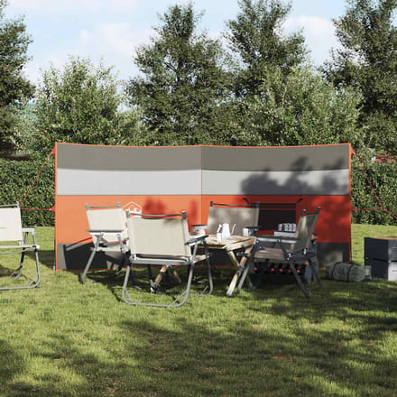 vidaXL - Windscherm - camping - waterdicht - 340x130 - cm - grijs - en - oranje