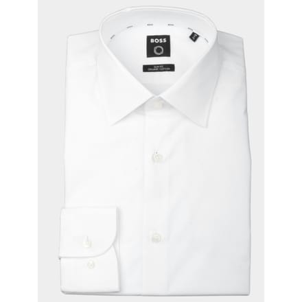 BOSS Hank slim fit overhemd - popeline - wit - Strijkvriendelijk - Boordmaat: 45