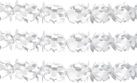 Feest slinger/guirlande - Set van 3x stuks - wit - papier - 6 meter - verjaardag