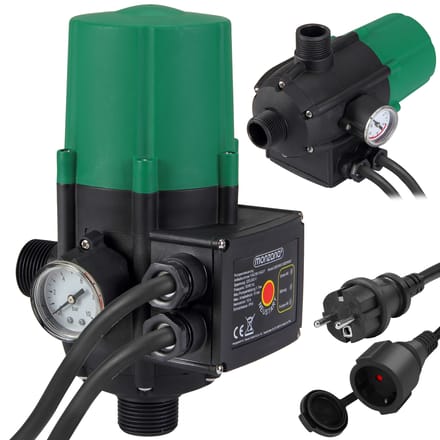 Monzana Drukschakelaar 10 Bar – Automatisch met Kabel – Groen Zwart