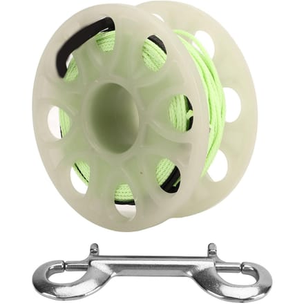 Duikspoel 30m Duikvingerspoel met Dubbelzijdige Haak Fluorescerend Groen beige