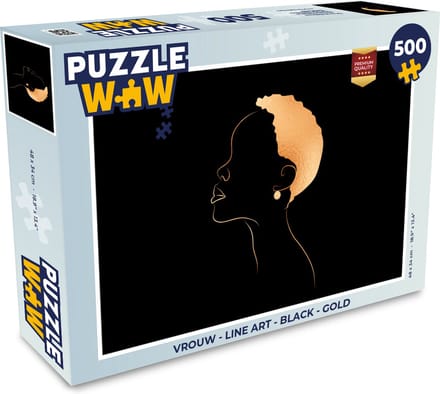 Puzzel Vrouw - Line art - Black - Gold - Legpuzzel - Puzzel 500 stukjes