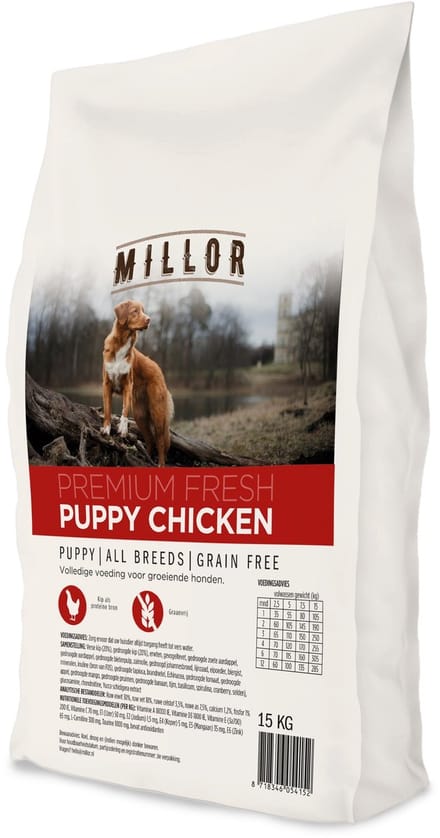 15 kg Millor premium fresh puppy grain free hondenvoer