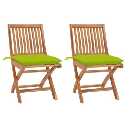 vidaXL - Inklapbare - stoelen - 2 - st - met - heldergroene - kussens