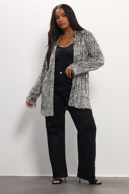 Yours Zilveren Pailletten Kimono Size 48