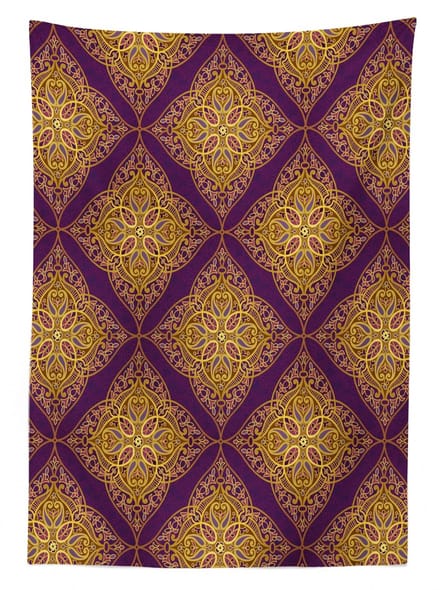 ABAKUHAUS Tafeldoek Oriëntaals – Satijn 140x240 cm – Paars Geel
