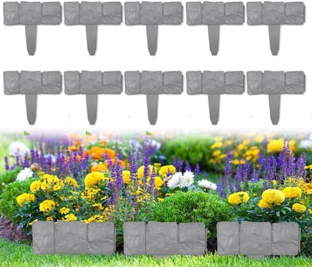 Tuin Gazon Rand - Bloemperken Rand - Tuin Decoratie - Verstelbare Vormen - 25x23cm - Grijs