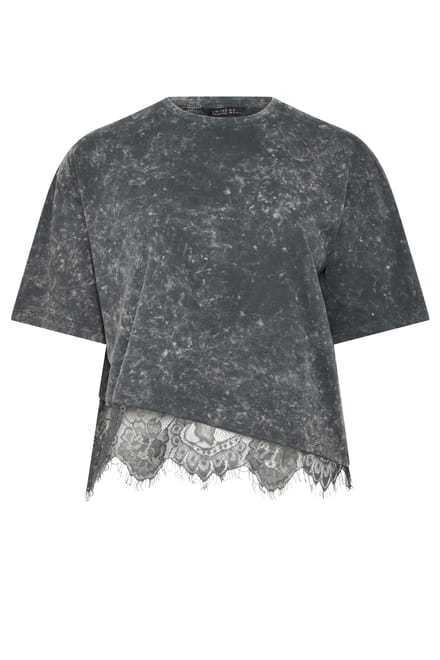 Limited Collection Grijs Tshirt Van Kant Met Acid Wash Size 40