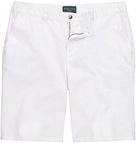 Boston Park - Heren - Linnenmix-Bermuda regular fit elastische tailleband - Sneeuwwit - Maat 72
