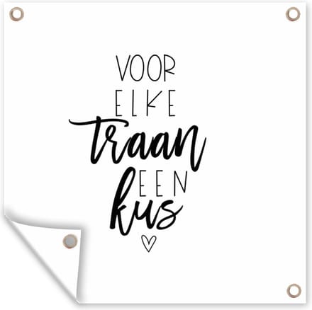 Tuindoek Sterkte - Quote - Zwart - Kus - 100x100 cm