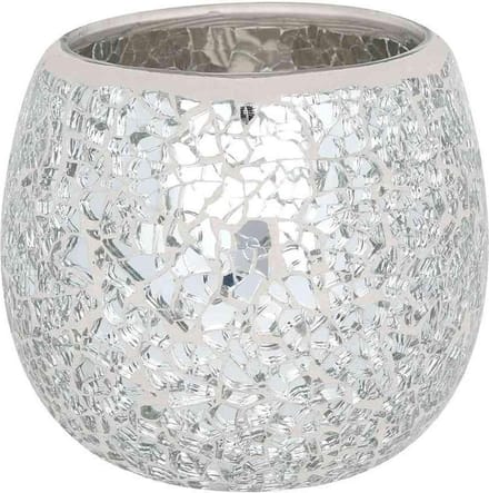 Something Different Theelichthouder Large Round Silver Crackle Multicolours