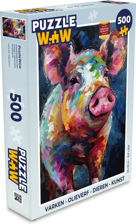 Puzzel Varken - Olieverf - Dieren - Kunst - Legpuzzel - Puzzel 500 stukjes