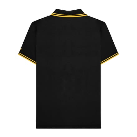 Lambretta Heren SS25 Tweekleurig Gestipt Poloshirt (Zwart/Goud)