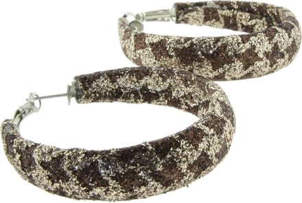 Behave - Oorbellen - Oorringen pied de poule glitterlook - 5.5 cm