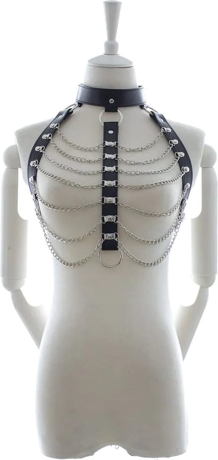 Fixxx - Verstelbare Kettingen Top - PU-Leer - One Size - Zwart