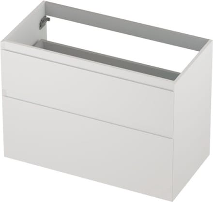 INK® wastafelonderkast 2 laden greeploos gelakt asymmetrisch 90x45x65cm, mat wit