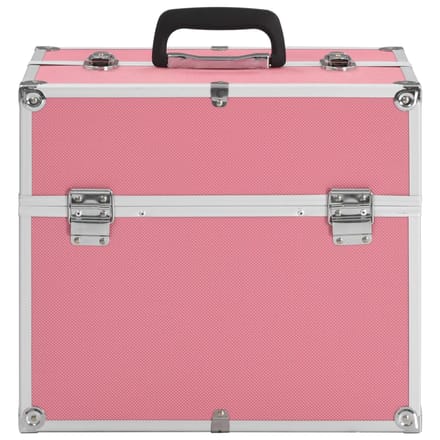 vidaXL - Make-up - koffer - 38x23x34 - cm - aluminium - roze