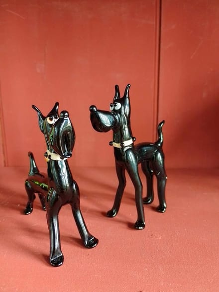 Set van 2 mondgeblazen glazen honden / hond / handmade