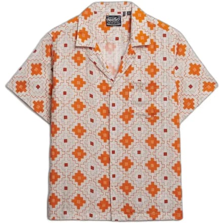 Superdry Beach Printed Overhemd met Korte Mouwen Orange Grootte: 40