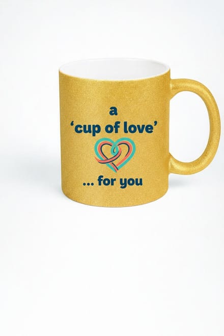 Glitter Mok 'A Cup of Love' - Gouden Liefdesbeker & Cadeau