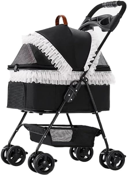 Huisdier Kinderwagen - Reisbuggy Hond Kat - Comfortabel Reizen - Afneembare Wieg - Grote Capaciteit - Wit