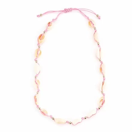 Bijoutheek Collier Schelpen Gold Balls Roze