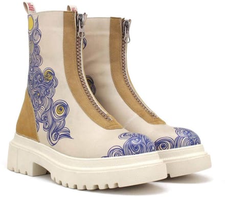 Goby Dames Boots – Front Rits Design – Handgemaakt Vegan Leer – Comfortabele Plateau Boots – Maat 36
