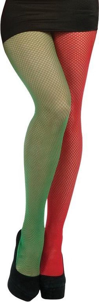 Visnet panty rood/groen voor dames