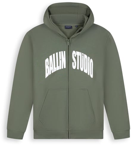 Ballin Amsterdam - Heren Loose fit Sweaters Zip-up LS - Dark Army - Maat S