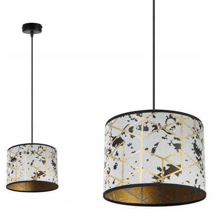 Light-Home Werona – Plafondlamp – Grijs met Goud – Stoffen Kap – In Hoogte Verstelbaar