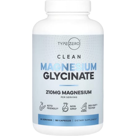 TypeZero, Clean, Magnesiumglycinaat, 210 mg, 180 capsules (70 mg per capsule)