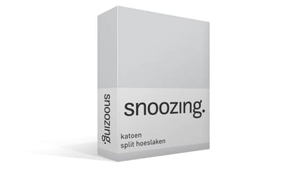 Snoozing - Katoen - Split-hoeslaken - Lits-jumeaux - 200x210/220 cm - Grijs