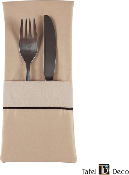 Beige bestekzakje, set van 6