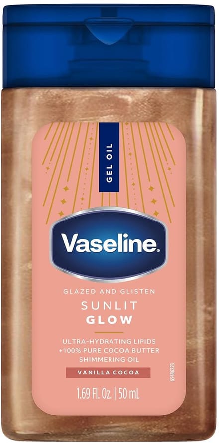 Vaseline Glazed and Glisten Sunlit Mini Glow Body Gel Oil - Vanilla Cocoa Scent 59ml