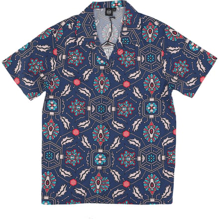 Fronds Tapestry bowlingshirt herenshirt met korte mouwen blauw