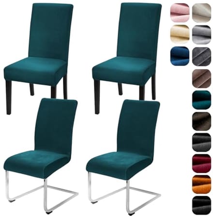 Elastische Fluwelen Stoelhoezen Set van 4/6 - Modern en Duurzaam voor Keuken en Eetkamer