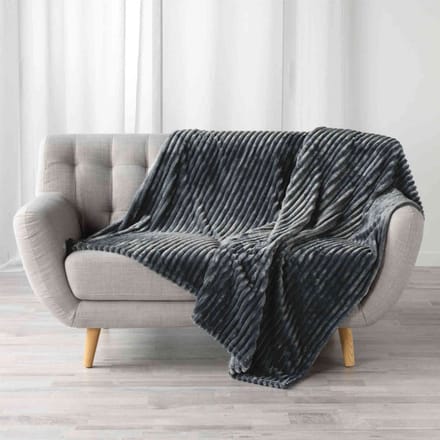 Ribstof Plaid 180 x 220 cm Minerve Grijs