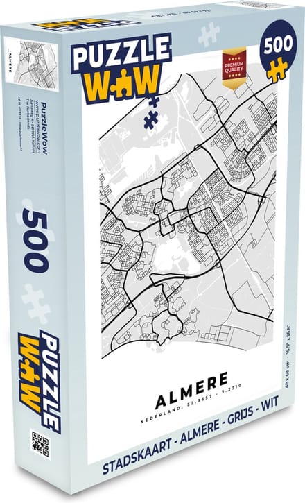 Puzzel Stadskaart - Almere - Grijs - Wit - Legpuzzel - Puzzel 500 stukjes - Plattegrond